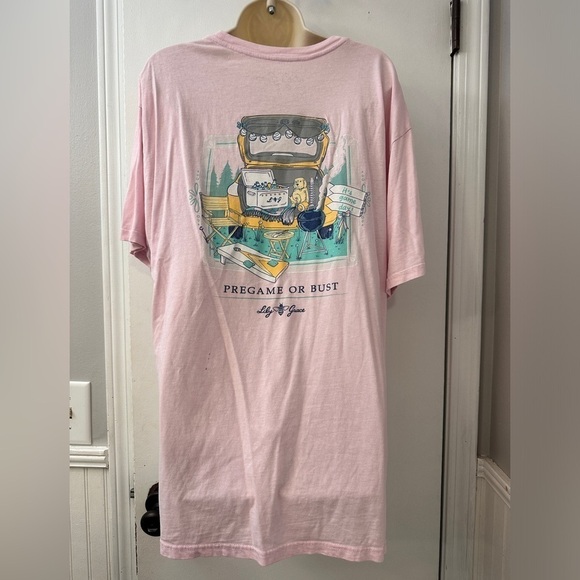 Lily Grace Pregame or Bust Graphic T-Shirt, Pink Tailgate Theme Size XL - Picture 7 of 12
